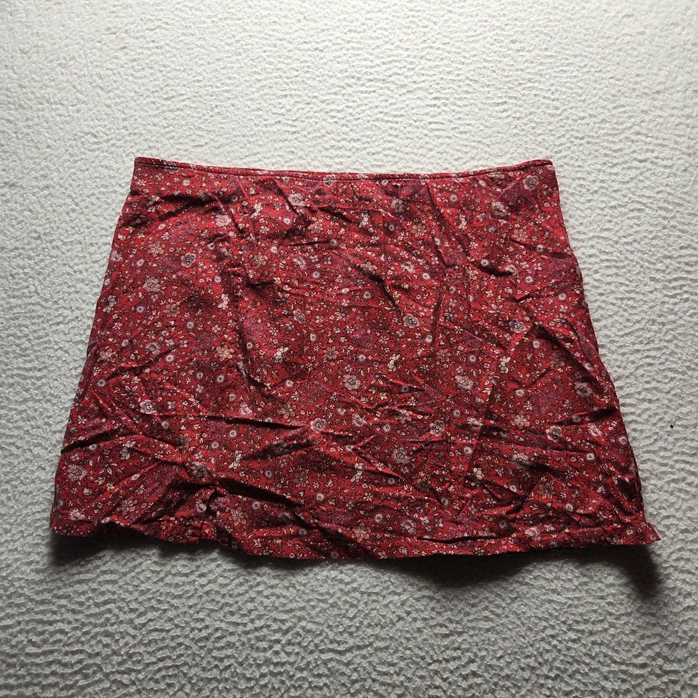 American Eagle Outfitters Skirt Womens Plus 2XL Red Floral Short Cotton Zip